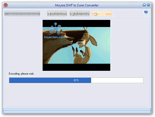 Screenshot of swf to zune video converter encoding zune video