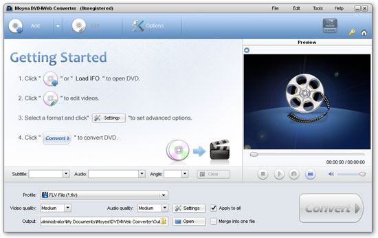 Interface of Moyea video4web player