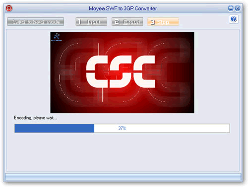 Screenshot of swf to 3gp video converter encoding 3gp video